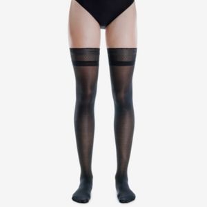 Sheertex Classic Sheer Black Thigh High Stockings Hosiery XS Rip Resistant